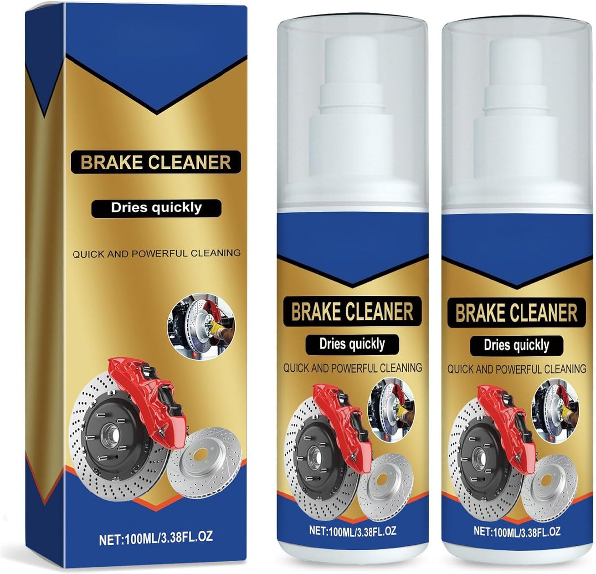 Generic brake cleaner spray bottles front view