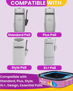 MILTNK cat litter cartridge refill being placed into a compatible disposal pail.