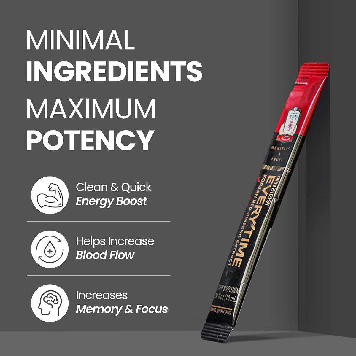 Six year grown premium Korean Red Ginseng liquid stick being opened for daily consumption