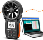 BTMeter BT-866A Pro anemometer front view showing LCD display and buttons