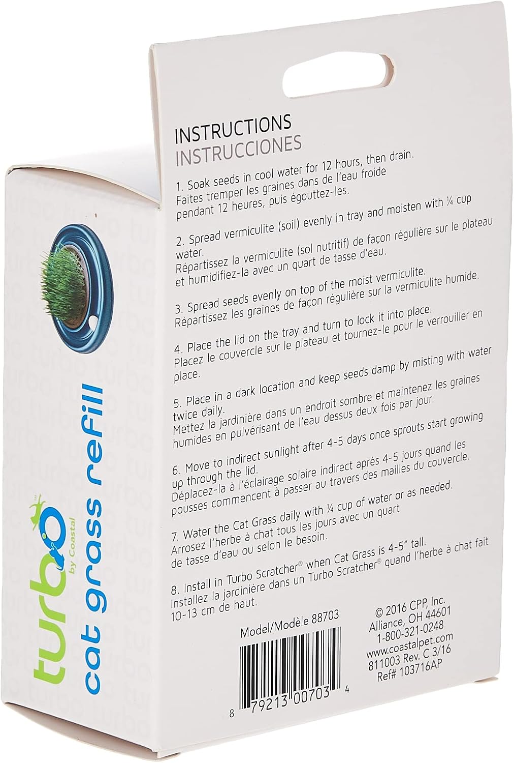 Bergan Turbo cat grass refill box packaging and product details