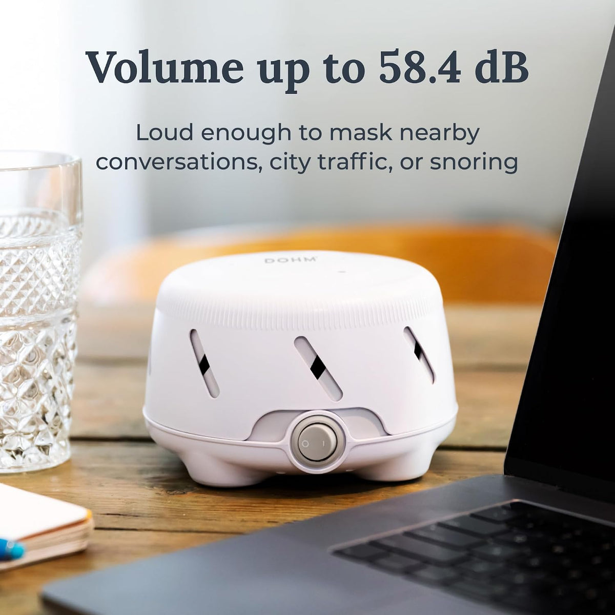Yogasleep Dohm Uno white noise machine in use
