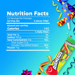 Airheads Xtremes sour candy belts box layout with individual three ounce packs.