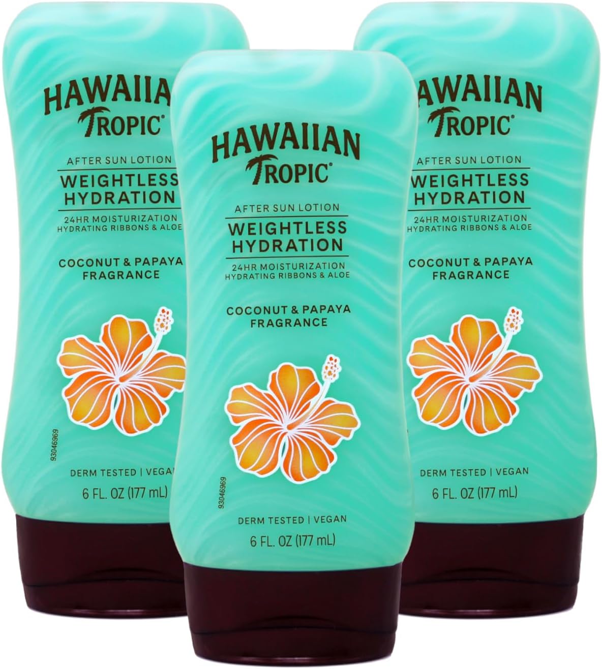 Hawaiian Tropic after sun lotion front view packaging