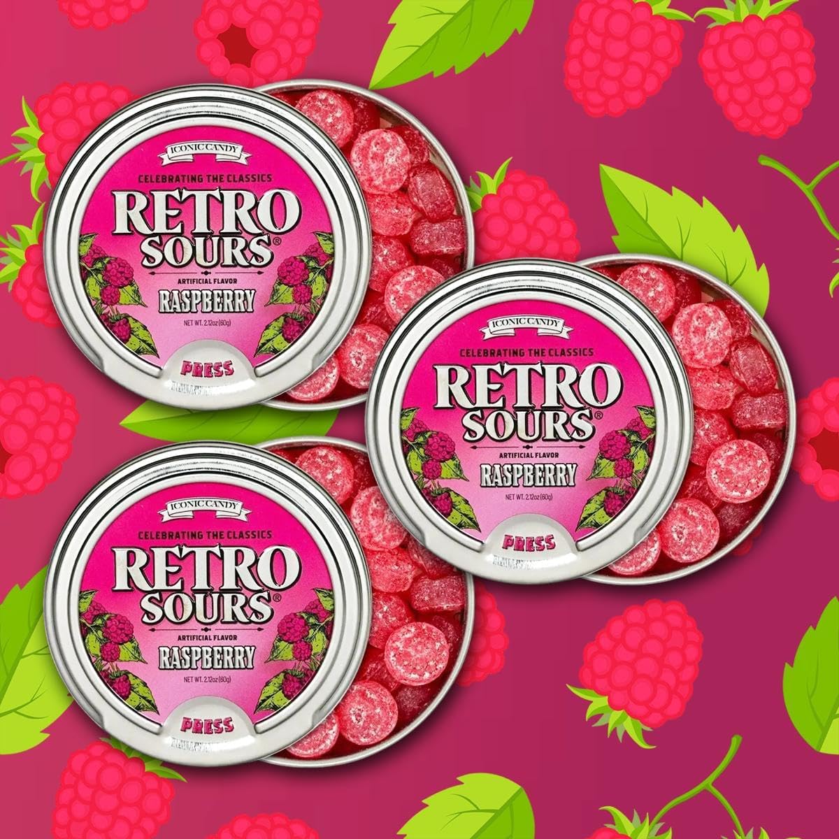 Top down view of Retro Sours candy variety pack gift set