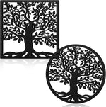 Beeveer cast iron trivet set front view of round and square tree design