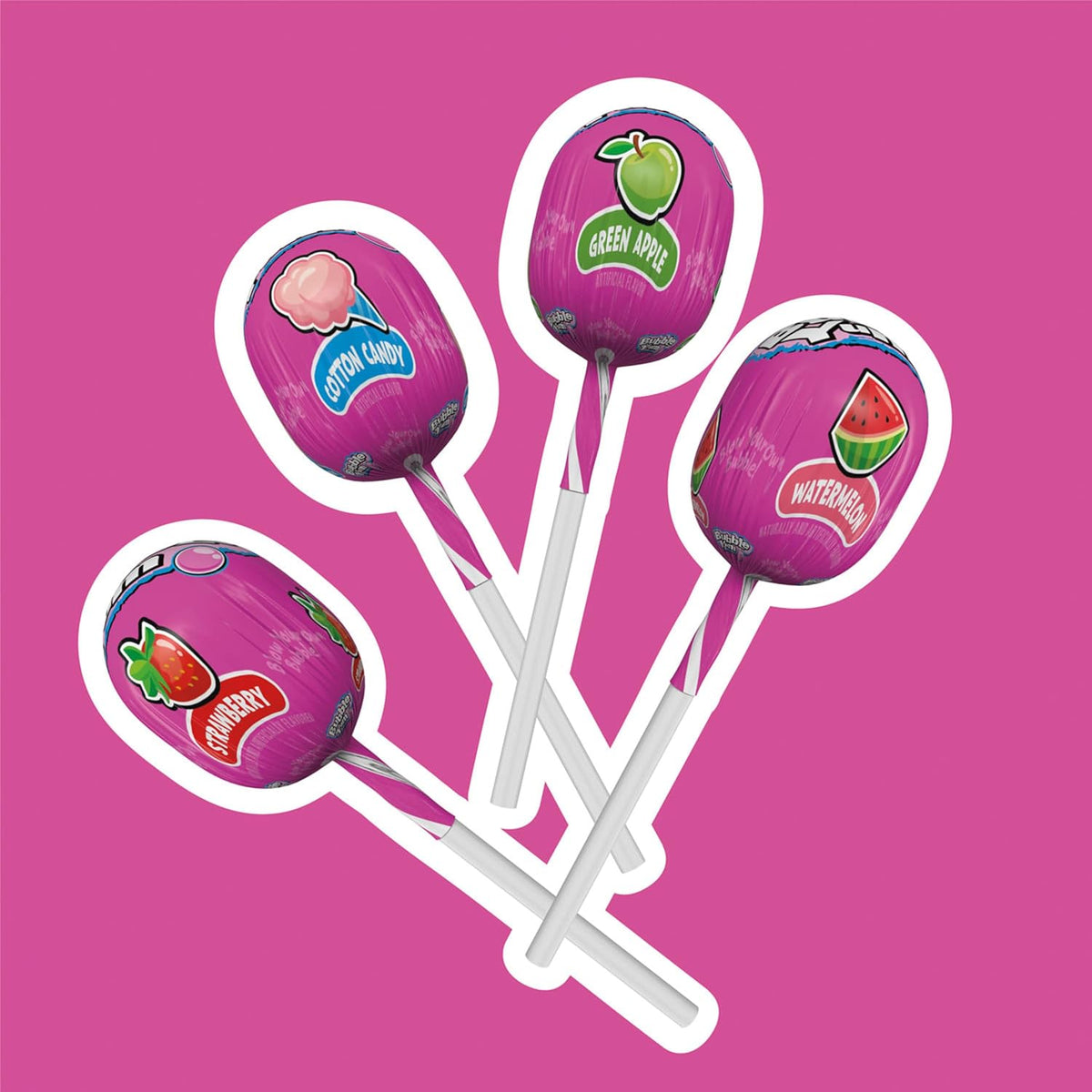 Bubble Yum variety assortment showing the four distinct candy flavors available