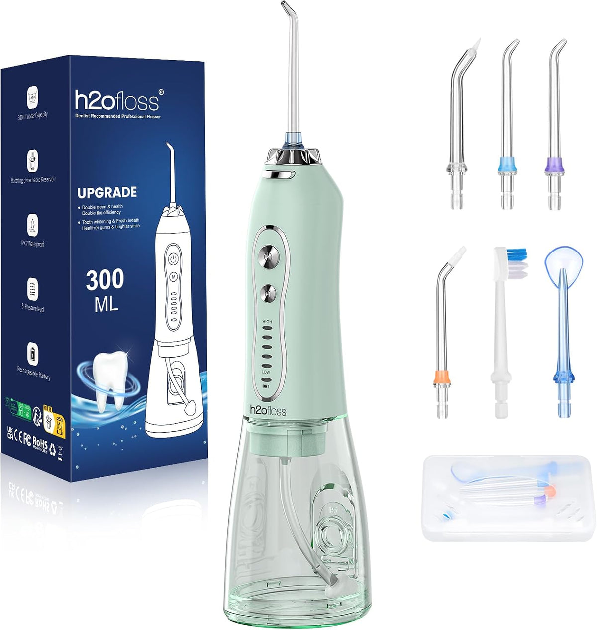 Water Dental Flosser Teeth Pick, H2ofloss Cordless Portable Oral Irrigator 300ML Rechargeable Travel Irrigation Cleaner IPX7 Waterproof WaterFlosser for Home Travel Lavender - Image 14