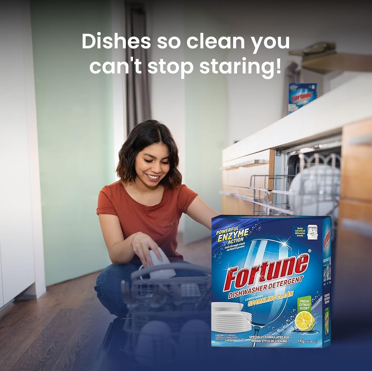 Fortune dishwasher detergent box side profile