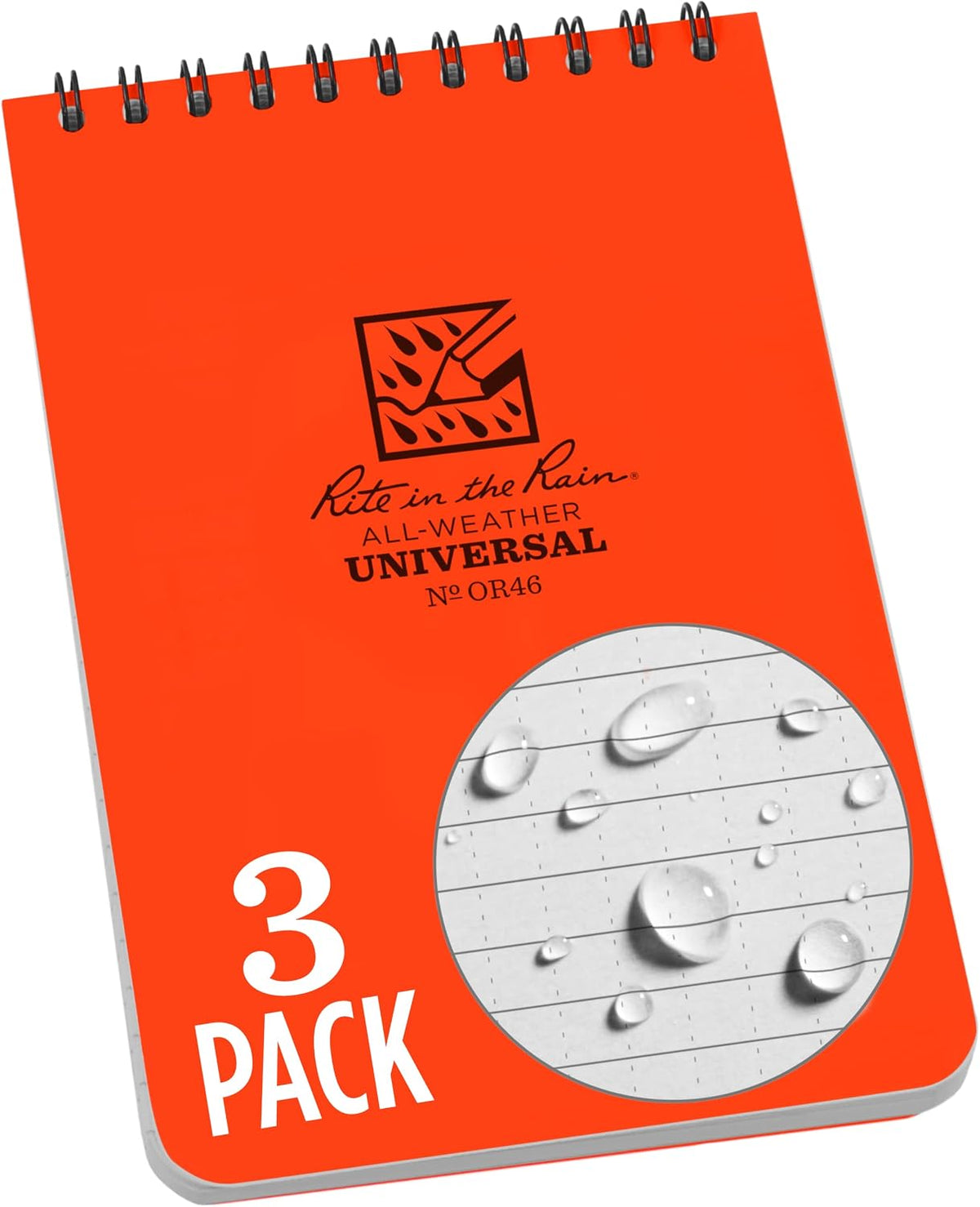 Rite in the Rain Weatherproof Top Spiral Notebook, 4" x 6", Tan Cover, Universal Pattern, 6 Pack (No. 946TL6) - Image 13