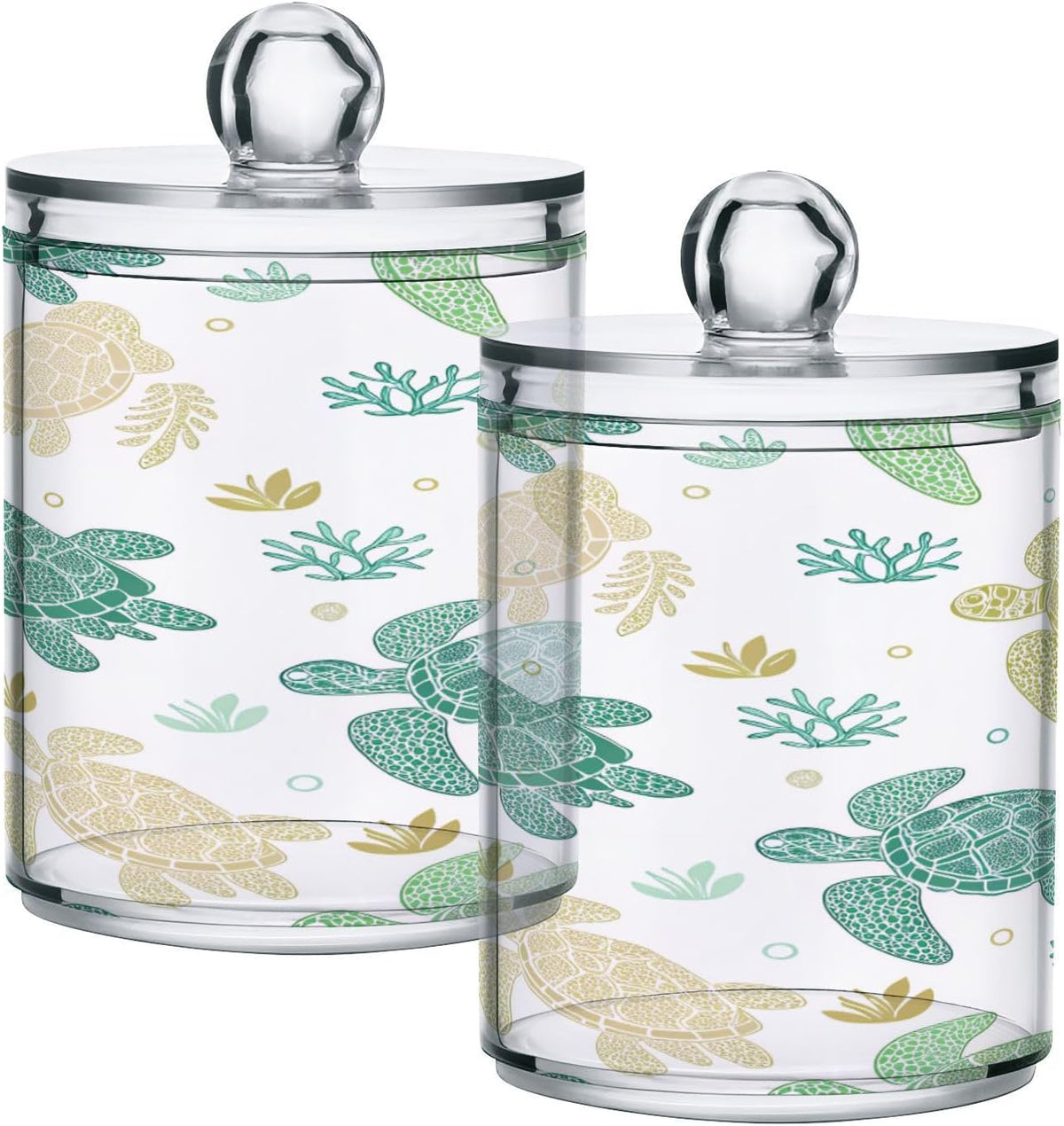 Apothecary Jars Bathroom Storage Organizer with Lid - 14 oz Qtip Holder Dispenser, Western Desert Clear Plastic Canister for Cotton Swab, Cotton Ball, 2PCS - Image 15