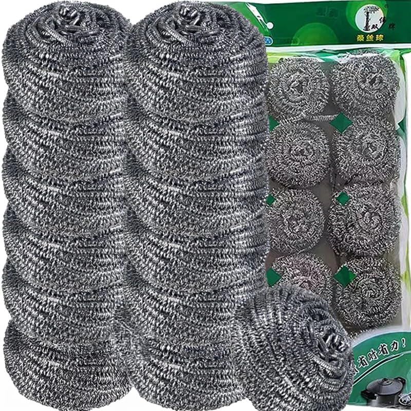 ClaryMed silver steel wire cleaning balls set of six front view