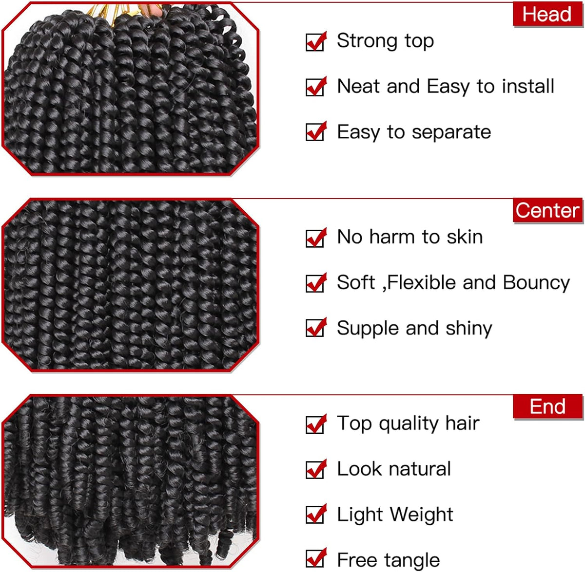 Close up of Xtrend spring curl texture