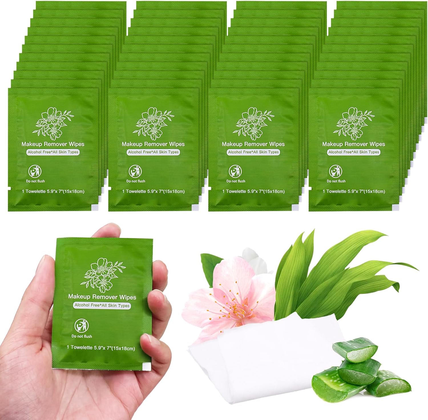 Makeup Remover Wipes Bulk Individually Wrapped,Travel Makeup Wipes Individual Makeup Remover Wipes Bulk Gentle Cleansing Makeup Remover Wipes for Face Cleansing Mascara Lipstick Travel Hotel (100) - Image 1