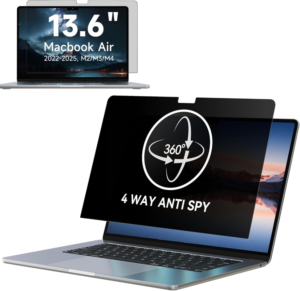 Iprokko 360 degree privacy screen filter for Macbook Air front view