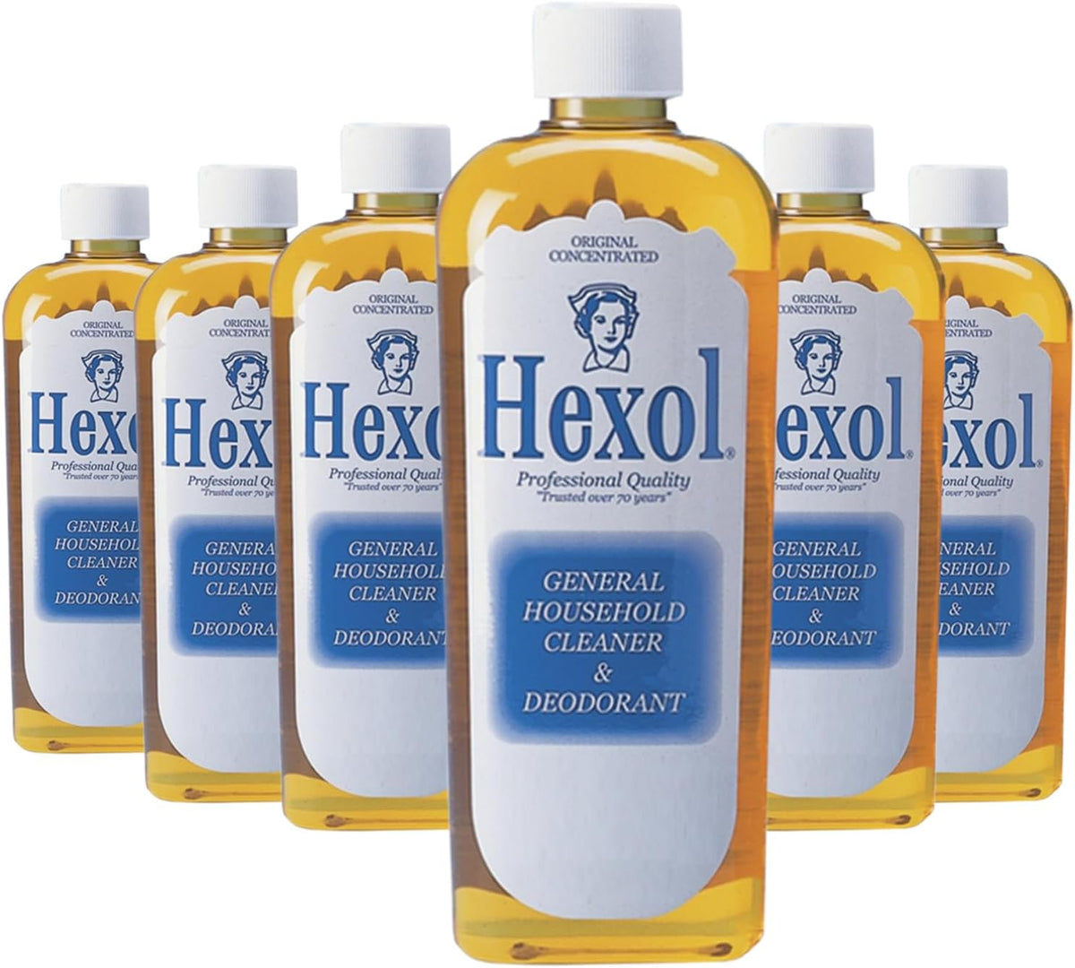 Hexol pine cleaner displayed in a clean bathroom setting