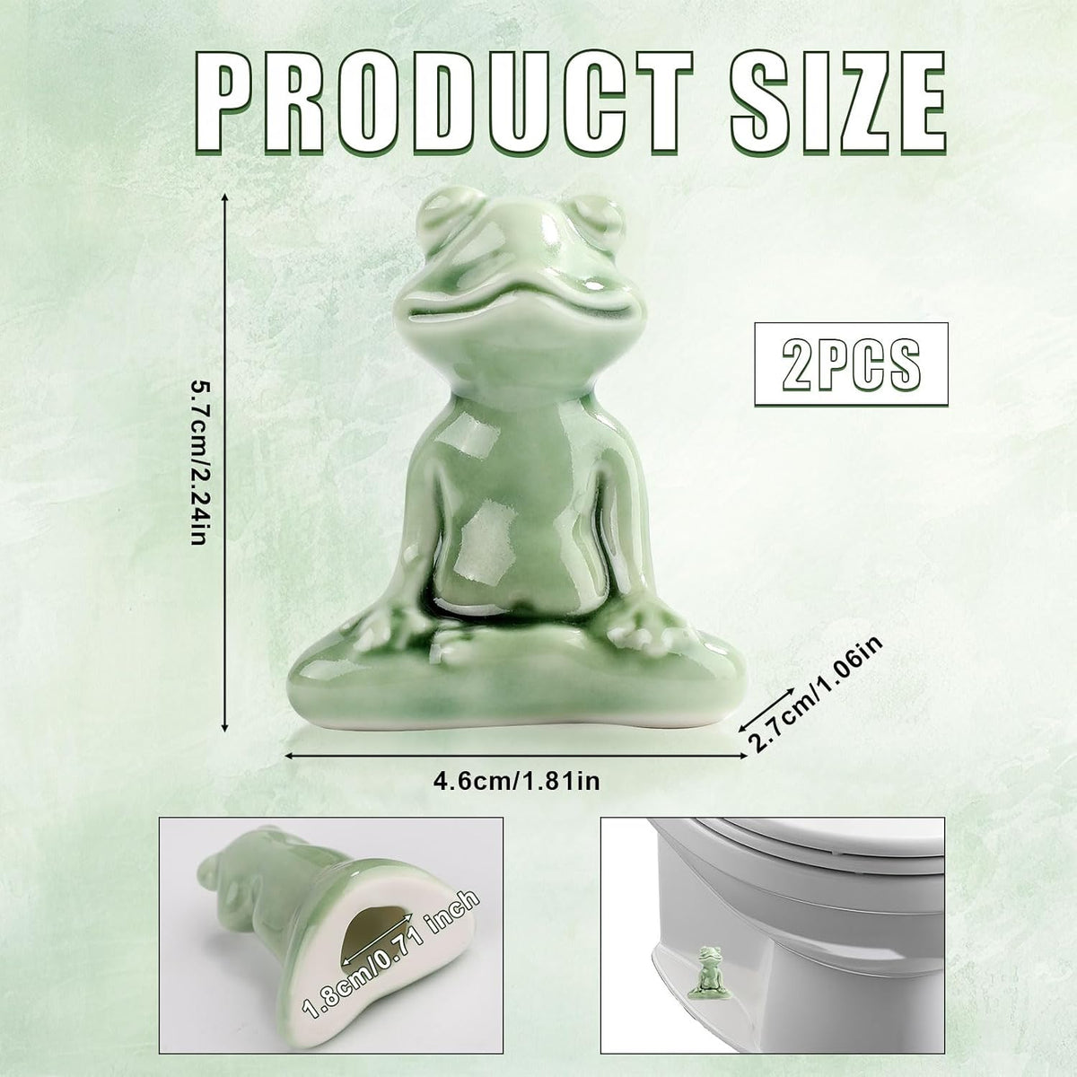 PEUTIER green frog toilet bolt caps side angle display