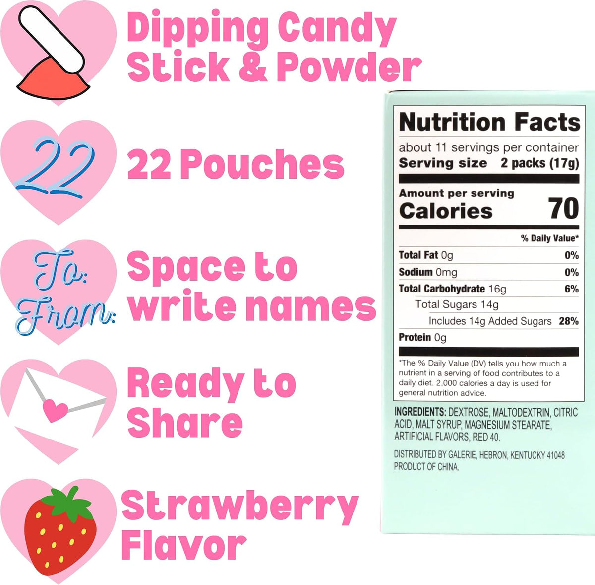 Hello Kitty strawberry candy powder pouches 22 count
