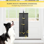Side view of HeNdShe puppy potty training bell with scratch guard