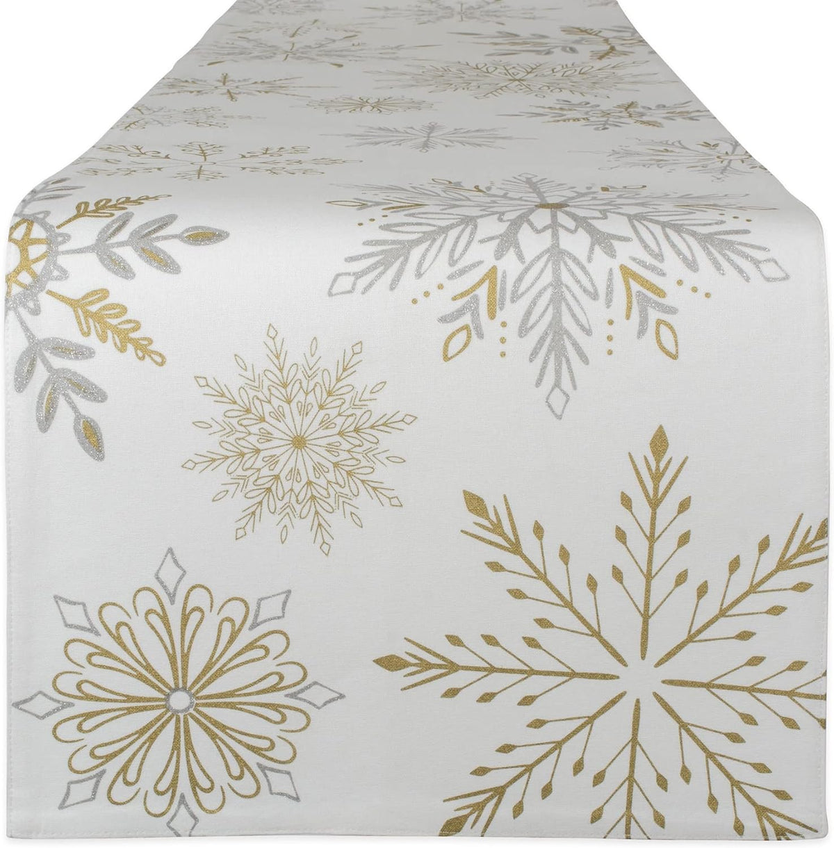 DII Holiday Dining Table Linen Sparkle Metallic Kitchen Dcor, Table Runner, 14x108, Jacquard Snowflakes - Image 13