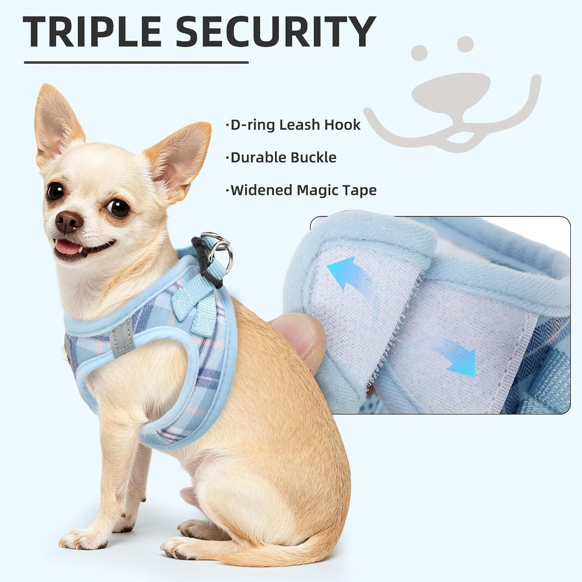 Detailed view of the 360 degree rotation metal hook on the leash