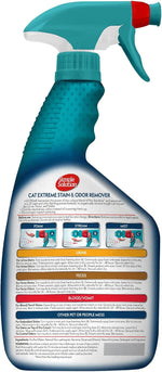 Simple Solution enzymatic cat cleaner spray bottle highlighting the patented three in one multi functional nozzle.