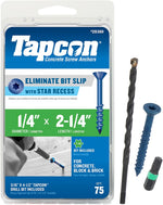 Tapcon 3/16 x 2-1/4" Star Head Blue Climaseal(TM) Concrete Screws, 75 PCS | Corrosion Resistant Coating, Heavy-Duty Concrete and Masonry Screws, Superior Holding Strength, Drill & T-25 Bit Included - Image 10