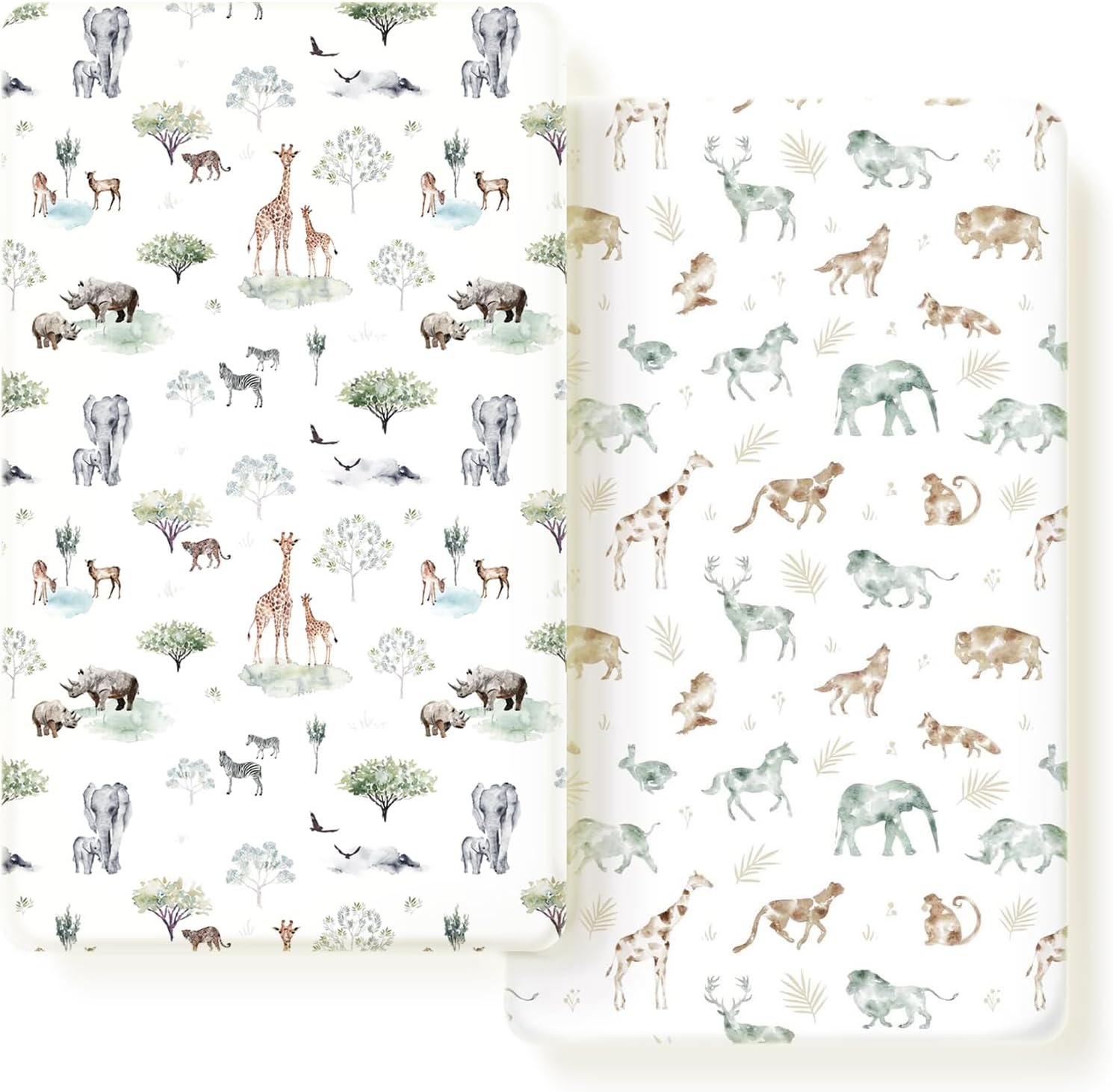 Grssder stretch jersey knit crib sheets set 2 pack front view