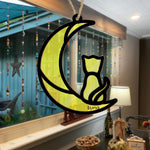 AlpadilAndCo crescent moon cat ornament showing double sided print