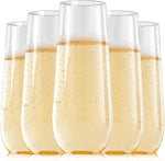 FOCUSLINE 24 Pack 9 Ounce Stemless Plastic Champagne Flutes front view clear design