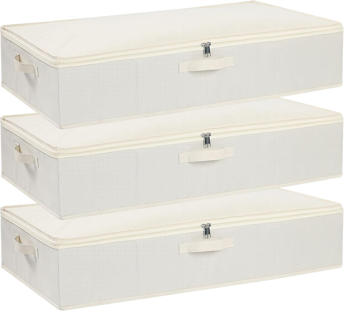Underbed Storage Organizers,Beige,2 Pack,23.6x11.8x5.9 Inch | Under Bed Storage Container with Lids,Fabric Boxes,Drawer Organizer Bags,Foldable Baskets for Bedroom - Image 10