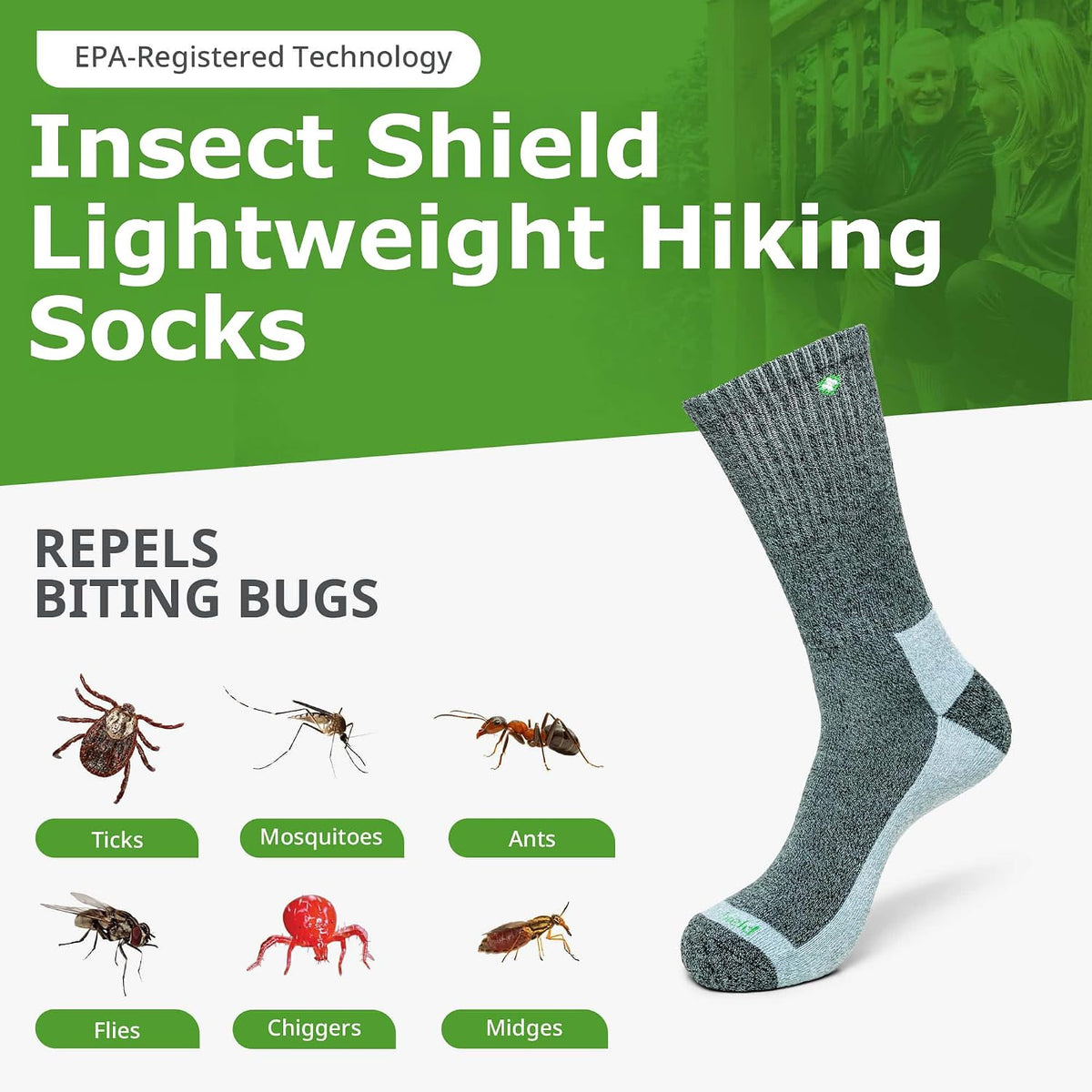 Insect Shield protective outdoor socks fabric close up