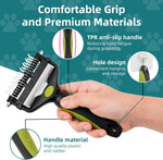 Ergonomic anti-slip rubber handle of Pinkielink pet grooming tool