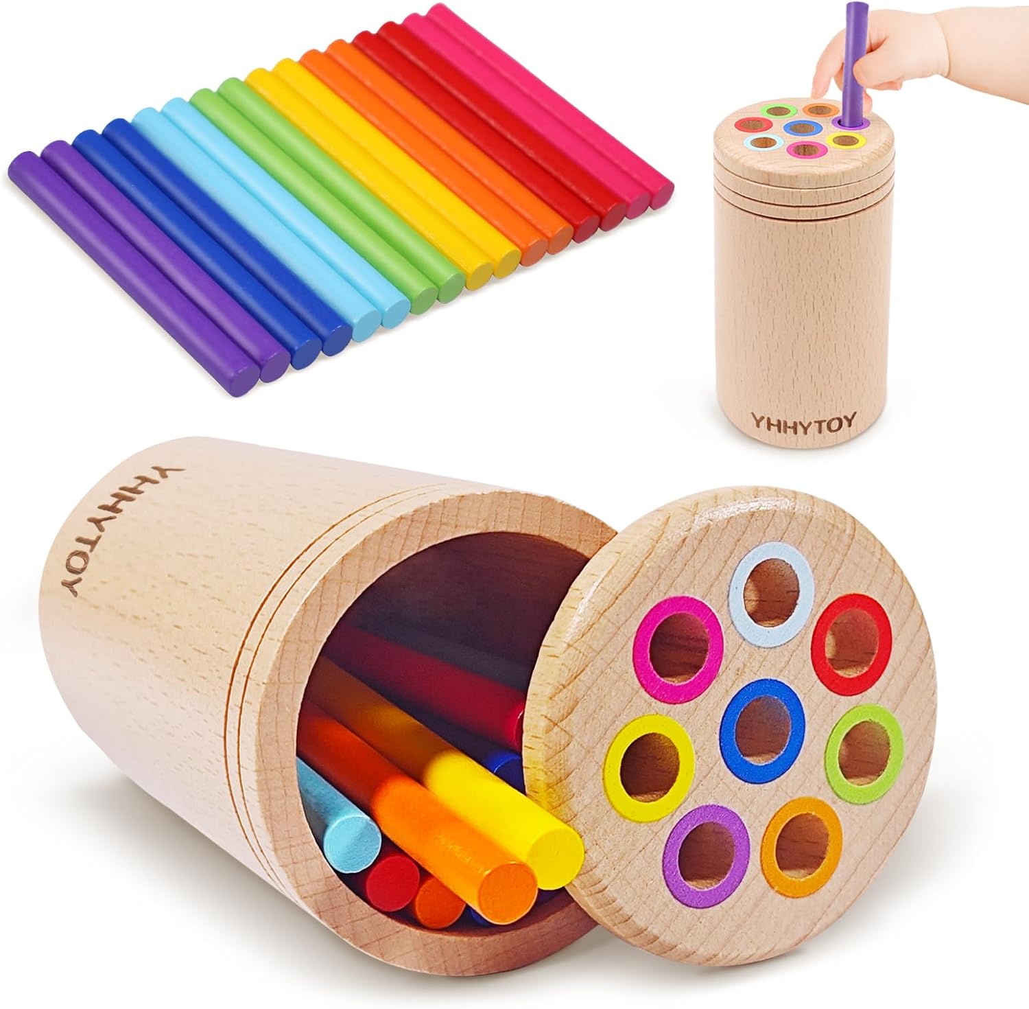 Yhhytoy Montessori wooden color sorting toy front view