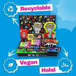 Close up look at the skull graphics on the authentic imported Brain Blasterz box packaging.