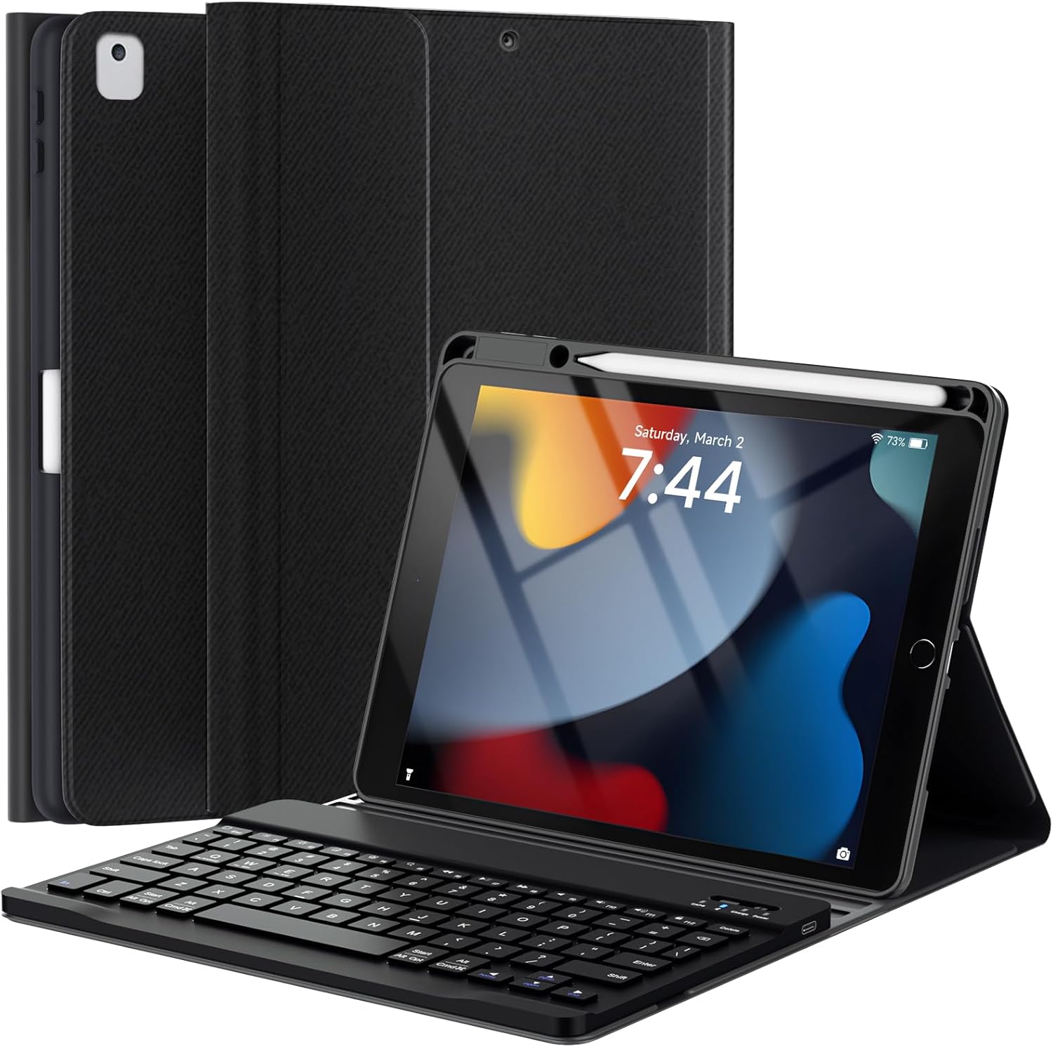 OYEEICE iPad 9th generation case with keyboard front view setup as a laptop workstation