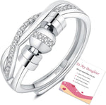 HEEYA anxiety rings for women showcasing the front view of the sterling silver spinner band.