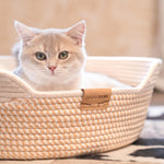 CHEERHOME PETS Cat Bed Basket with Cushion, Cotton Rope Woven Pet Bed for Indoor Cats Couch, Stimulicat Cat Bed Handwoven Breathable, All Season Universal (White) - Image 9