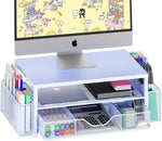 Desk Organizers and Accessories, Computer Monitor Stand Riser with Drawer and 2 Pen Holders, Printer & Laptop Stand, Office Desk Accessories & Workspace Organizers for Home Office Supplies, Green - Image 15