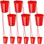 Iconikal Shot Glass on Beaded Necklace red 12-pack front view for party supplies.