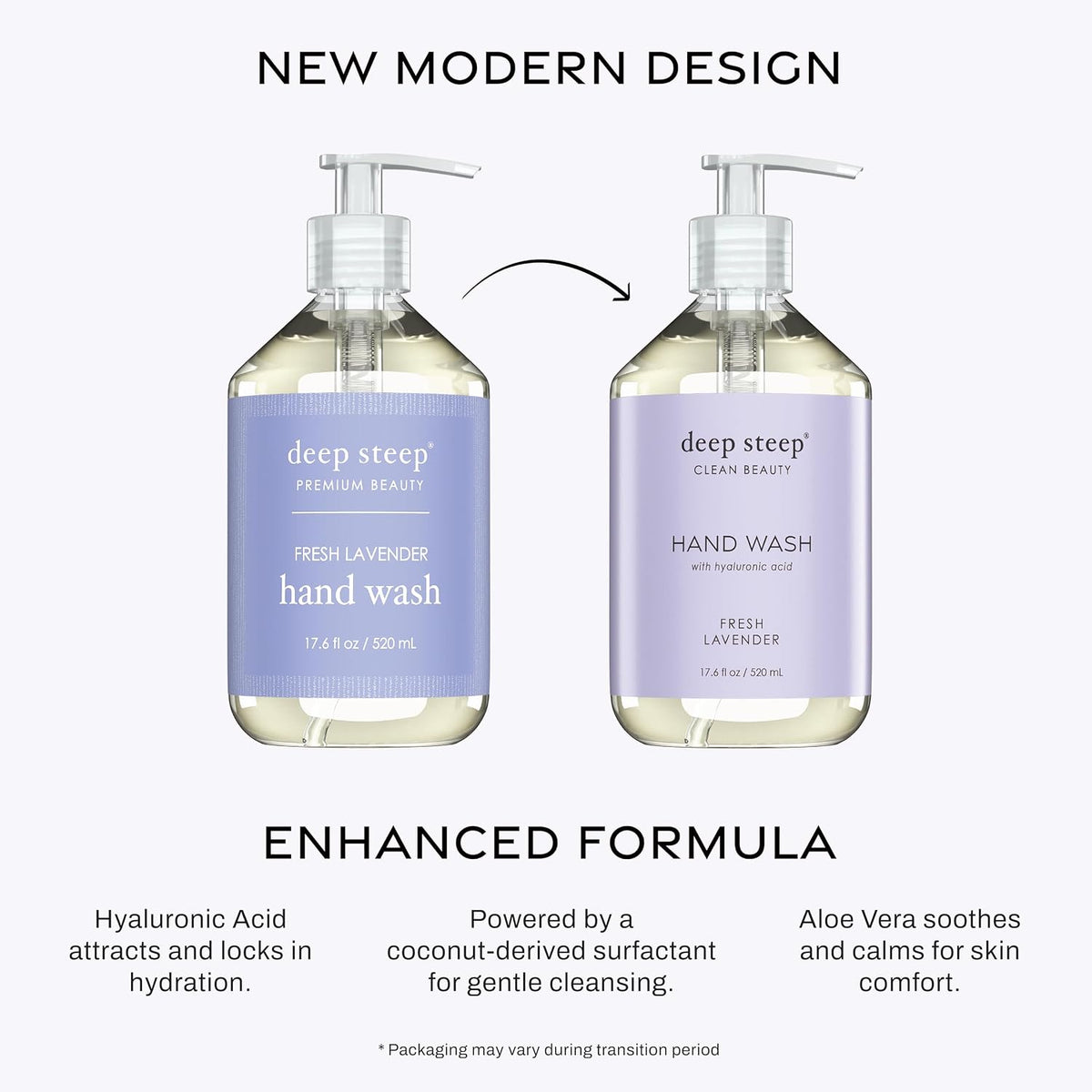 Deep Steep moisturizing hand wash ingredient highlights label