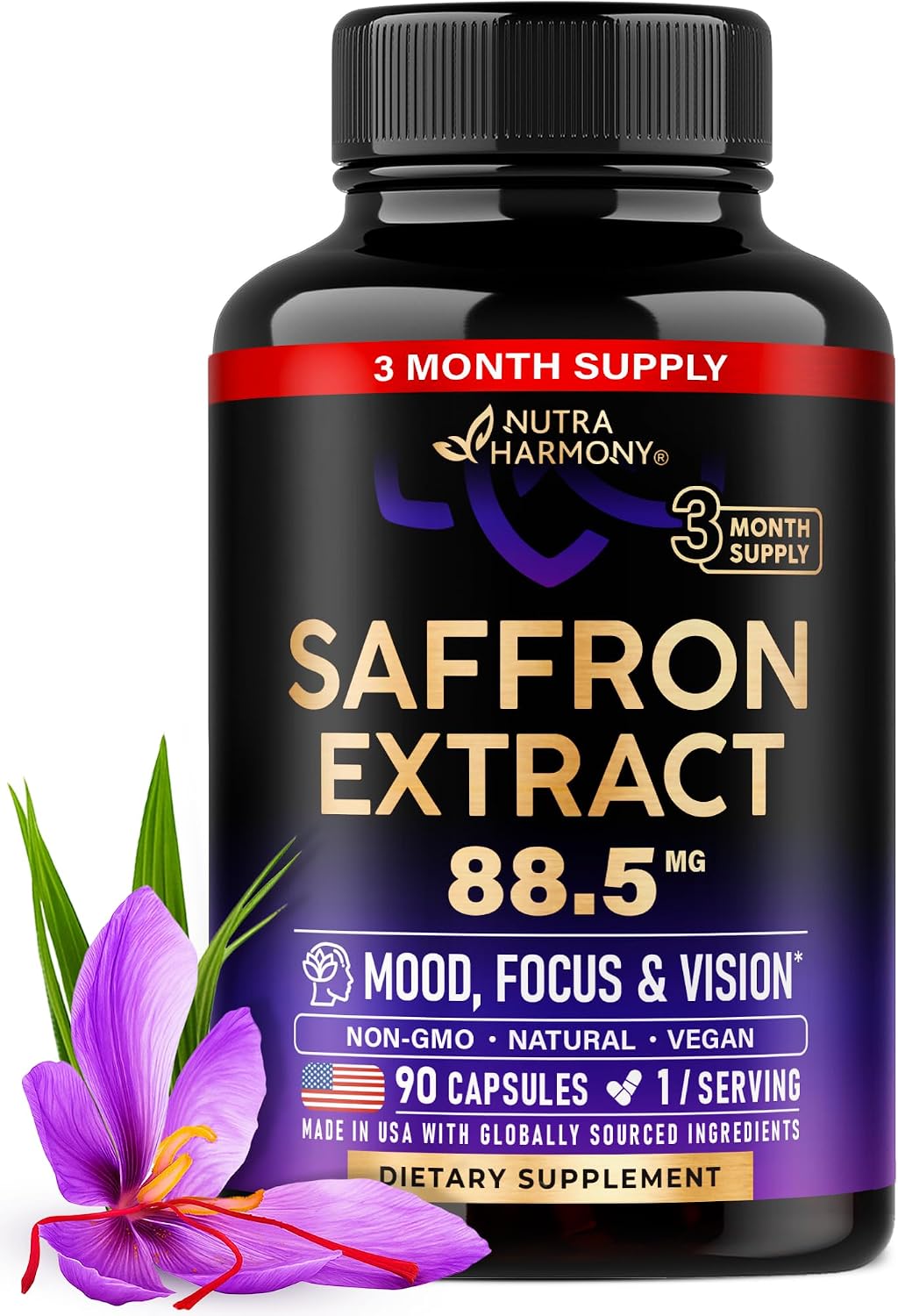 Saffron Supplements - Saffron Extract 88.5mg - Mood & Vision - 180 Capsules | Pure Saffron - Energy Support & Eye Health for Women & Men - Lab Tested - NonGMO Vegan Pills - 180-Day Supply - Image 9