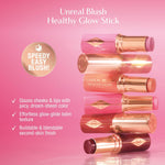 Creamy texture of Charlotte Tilbury skincare infused blush stick close up.