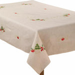Saro Lifestyle embroidered Christmas tree tablecloth front view
