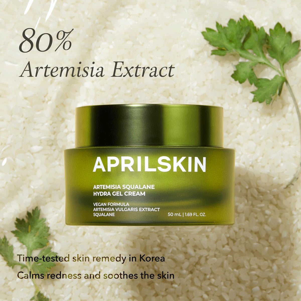 APRILSKIN mugwort gel moisturizer showing 50ml product container