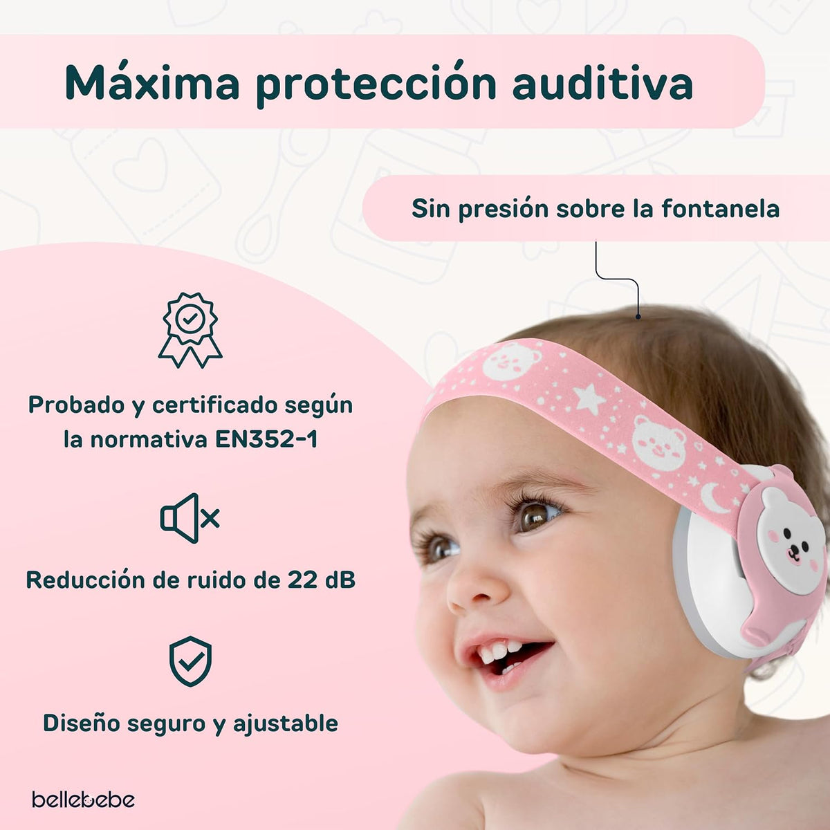 Bellebebe infant hearing protection showing adjustable headband