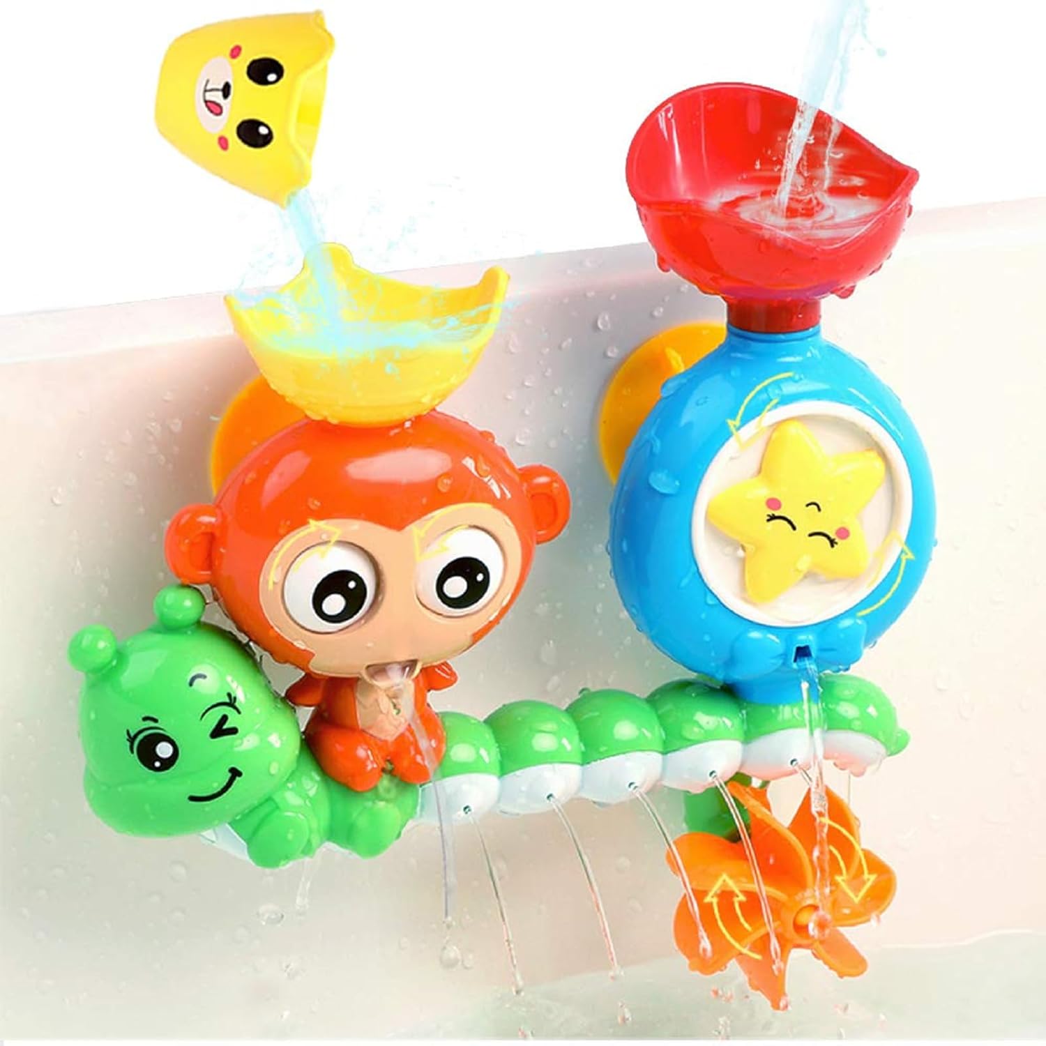 G-WACK monkey and caterpillar bath toy front view