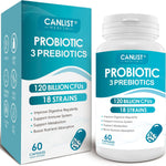 CANLIST Probiotics 120 Billion Colony Forming Units front view bottle showing 60 vegetarian capsules