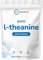 Micro Ingredients Pure L-Theanine Powder front view container packaging