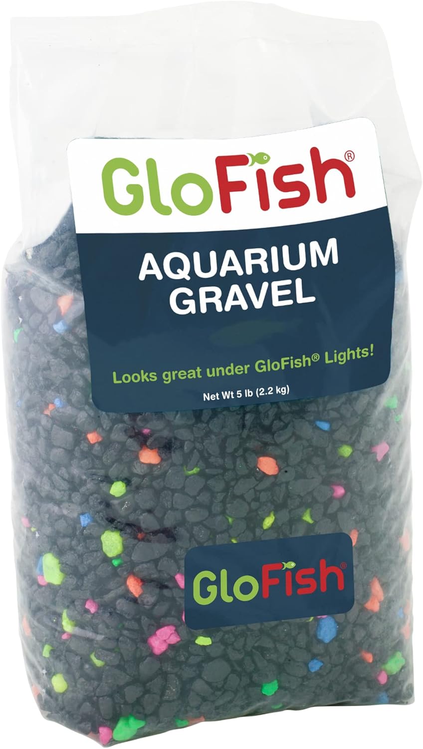 GloFish aquarium gravel 5 pound bag black with fluorescent accents